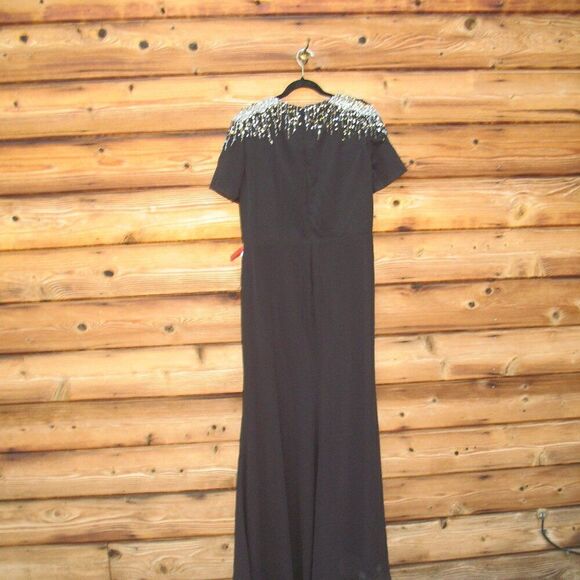 NWT Mac Duggal 55704 SEQUINED EMBELLISHED SHOULDER EVENING GOWN Black 12 - Picture 11 of 16